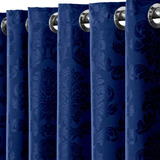 Cortina Jacquard Semi Blackout 4 00mts X 2 70mts Esticada Cor Azul-marinho