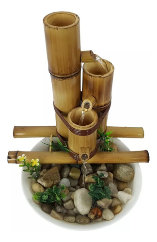 Fonte De Agua Decorativa Cascata Bambu 3 Quedas Harmonia