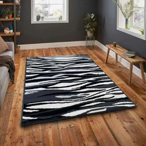 Alfombra Animal Print Blanco Negro 150 X200 Moderna Keops