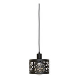 Colgante Metal Calado 1 Luz Negro Lampara Moderna Living Kas