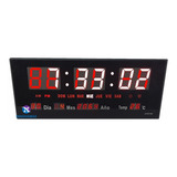 Reloj Digital De Pared 36x 15cm Termometro Calendario Alarma
