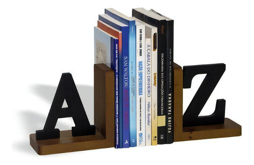 Aparador De Livros Suporte Bibliocanto Az A-z Pinus Mdf Ipe Cor Marrom