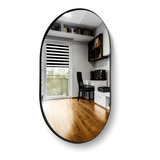 Espelho Oval Corpo Inteiro Com Moldura Couro 80x50 Hall