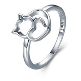 Anillo Para Mujer Cara Gato Fabricado En Plata 