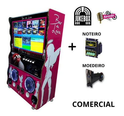 Maquina De Musica Jukebox Karaoke 2x1 Com Noteiro E Moedeiro