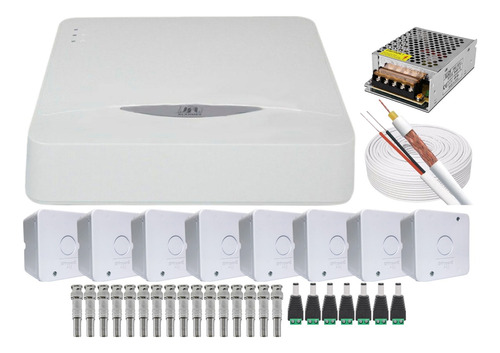 Kit Cftv Dvr 8 Canais Jfl + Cabo + Fonte + Bnc + P4 + Caixa