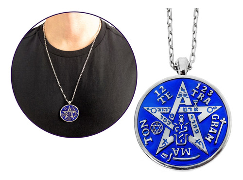 Colar Tetragrammaton Pentagrama Médio Amuleto Esotérico 