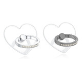 2 Anillos Para Celular - Corazones/plateado/negro