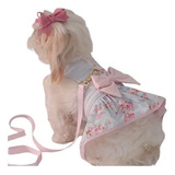 Vestido Pet Cachorro Com Guia Floral Yorkshire Shitzu Spitz
