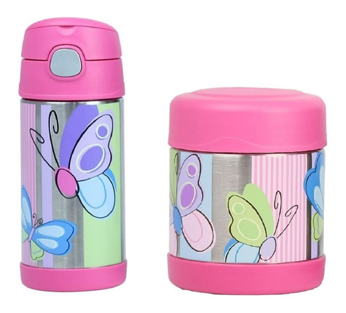 Kit Garrafa + Pote Térmico Infantil Thermos ® Borboleta