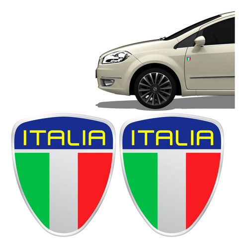Par De Emblema Adesivo Escudo Itália Porta Fiat Punto Bravo
