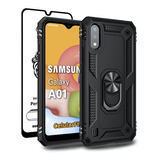 Funda P/ Samsung Galaxy A01, Anillo Metal Uso Rudo + Cristal
