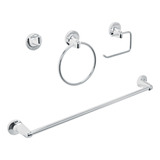 Juego De 4 Accesorios Para Baño Metálicos Foset Aqua 49164