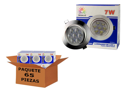 Plafon Luminario Spot Dirigible 7w Empotrado 65 Piezas Pack