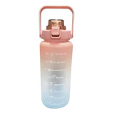 Termo Botella De Agua Motivacional Con Pitillo 2 Litros Color Rosado-azul