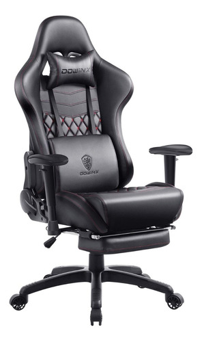 Silla Gamer Pro Dowinx Elite D Escritorio Ergonómica Ls6689s Color Negro Material Del Tapizado Cuero Sintético