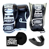 Kit Boxe Muay Thai Luva Bandagem Bucal American Fight Preto