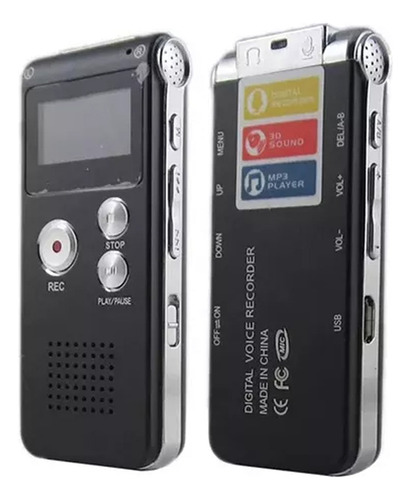 Mini Gravador De Áudio Digital Mp3 Pl De 8 Gb Gravador Vo.