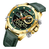 Reloj Hombre Naviforce Pulso Cuero Hora Digital Sumergible