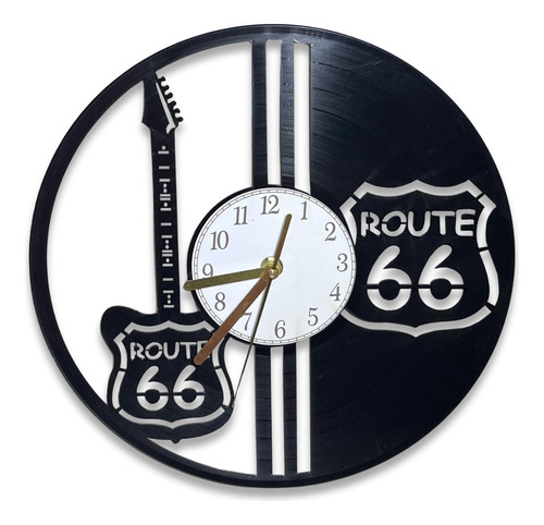 Reloj De Pared Route 66 En Disco Vinilo Vintage Corte Laser 