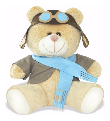 Urso Ursinho De Pelúcia Aviador 30cm Decoração Anti-alérgico