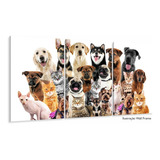 Quadro Decorativo Cães E Gatos Pets Hd 120x60 Quarto Sala