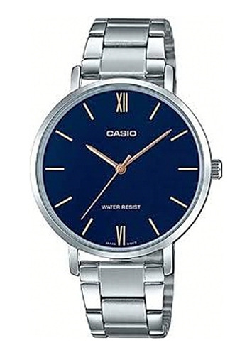 Reloj Casio De Dama Modelo Ltp-vt01 Metal Carátula Azul