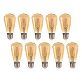 Pack X10 Ampolleta Vintage Led Filamento 6w St64 E27