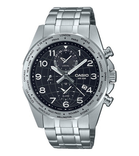 Reloj Casio Hombre Mtp-w500d Sumergible Hora Mundial Alarma