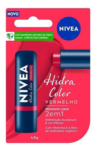 Hidratante Labial Nivea Hidra Color Vermelho 4,8g