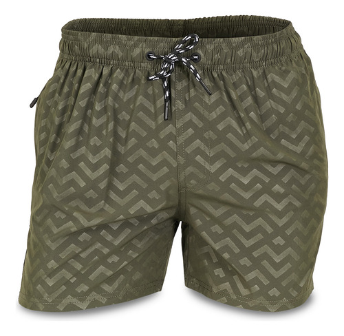 Short De Baño Hombre Malla Natacion Elastico Verde Briganti