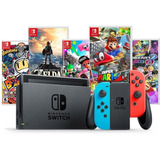 Nintendo Switch Neon + 2 Jogos + Pelíc Vidro - Pode Retirar