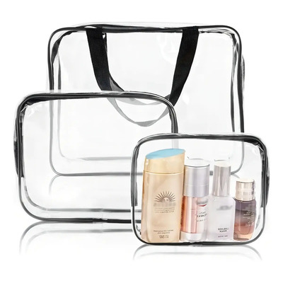 Neceser Transparente AutoWT 3 Tamaños Viaje Impermeable PVC Negro | MercadoLibre