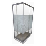Shower Door Al Piso Vidrio Templado Con Receptaculo 110x70cm