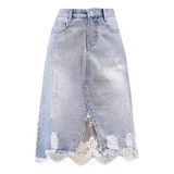 Ea Falda Midi De Jean Delgada For Mujer Fray