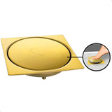 Ralo Click De Aço Inox Dourado Gold 10cmx10cm 