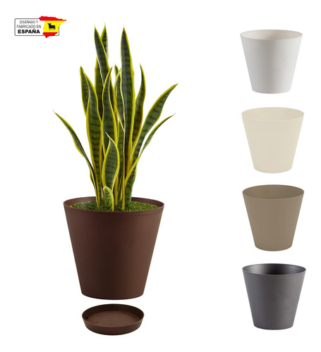 Maceta Cono Con Plato Plastico Tes Jardin Plantas 8 L