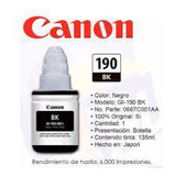 Tinta Canon Gi-190bk Negra Original