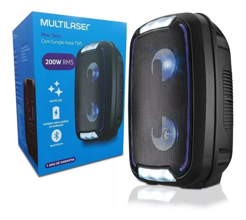 Caixa De Som Multilaser Portátil Com Bluetooth Preto 200w