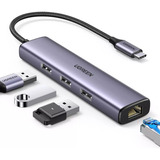 Hub Ugreen 4 En 1 Usb C / 3 Puertos Usb 3.0 + Ethernet Rj45