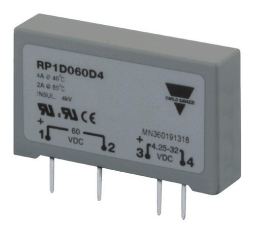 Rp1d060d4 Relevador Estado Solido Rele 4a 60 Vdc