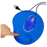 Kit Mouse Y Mousepad Tapete Ergonómico Ratón Alfombrilla Color Azul