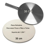 Pedra Refratária Para Pizza 35 Cm Com Pá De Alumínio