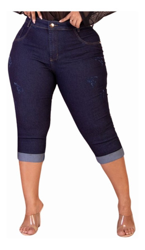 Calça Jeans Capri Roupas Femininas Plus Size Que Estica Top