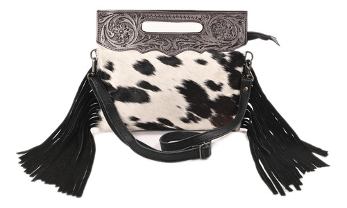 Merbaa Bolso Bandolera De Cuero De Vaca Natural Para Mujer C