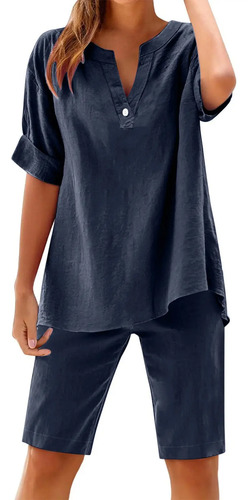 Pantalones Cortos De Lino De Verano K Para Mujer, Conjunto D