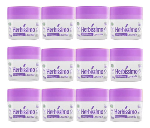 Kit 12 Desodorante Creme Herbissimo Lavanda