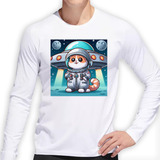 Remera Hombre Ml Gato Astronauta Ovni Vestido Alien