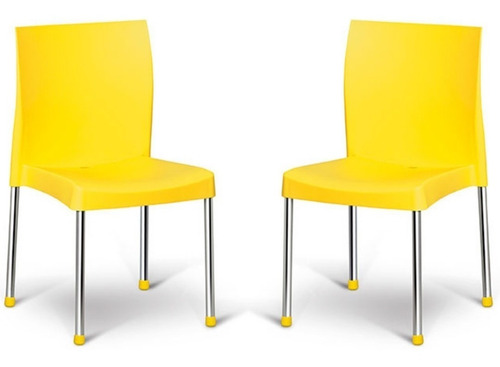 Conjunto 4 Cadeiras De Jantar Cromo Colors Polipropileno