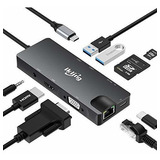 Hub Usb C, Adaptador Usb C 9 En 1 Con 4k Usb C A Hdmi, Vga, 